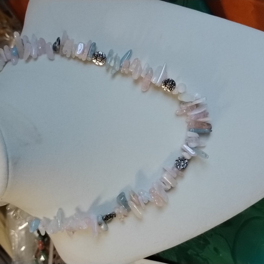 🩷Hand Crafted Beryl Multi-Color Pastel Stone Necklace(Morganite, Aquamarine🩷 - Picture 6 of 7